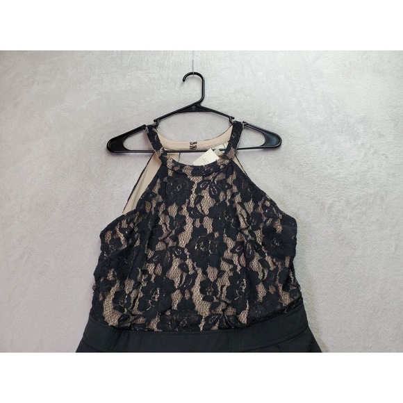Meraki Romper Women Size XL Black Floral Lace Lined Nylon Round Neck Back Zipper - Picture 4 of 9